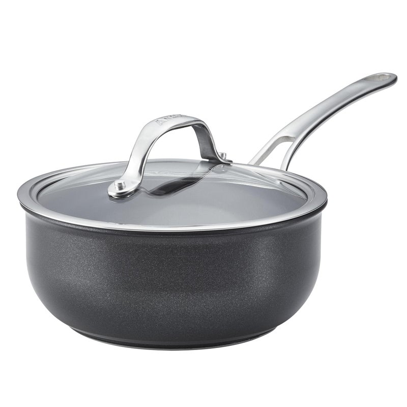 Anolon X SearTech Aluminum Nonstick Cookware Saucier with Lid 25 Quart Super Dark Gray - Image 1