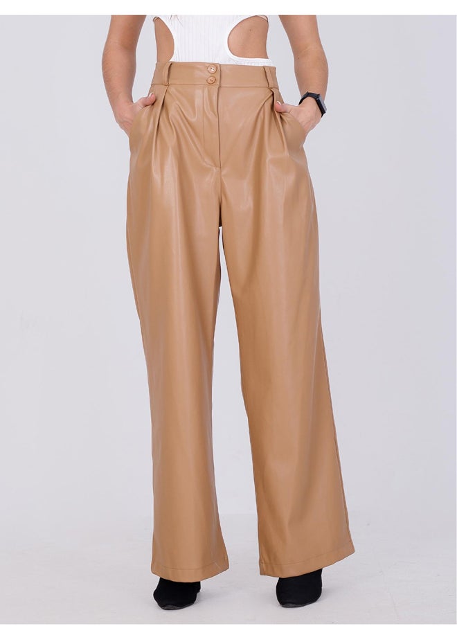 Miss Venus - Leather  wide Leg Pants - Image 1