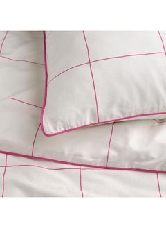 erorex Duvet cover and 2 pillowcases, white pink/check, 240x220/50x80 cm  - Image 2