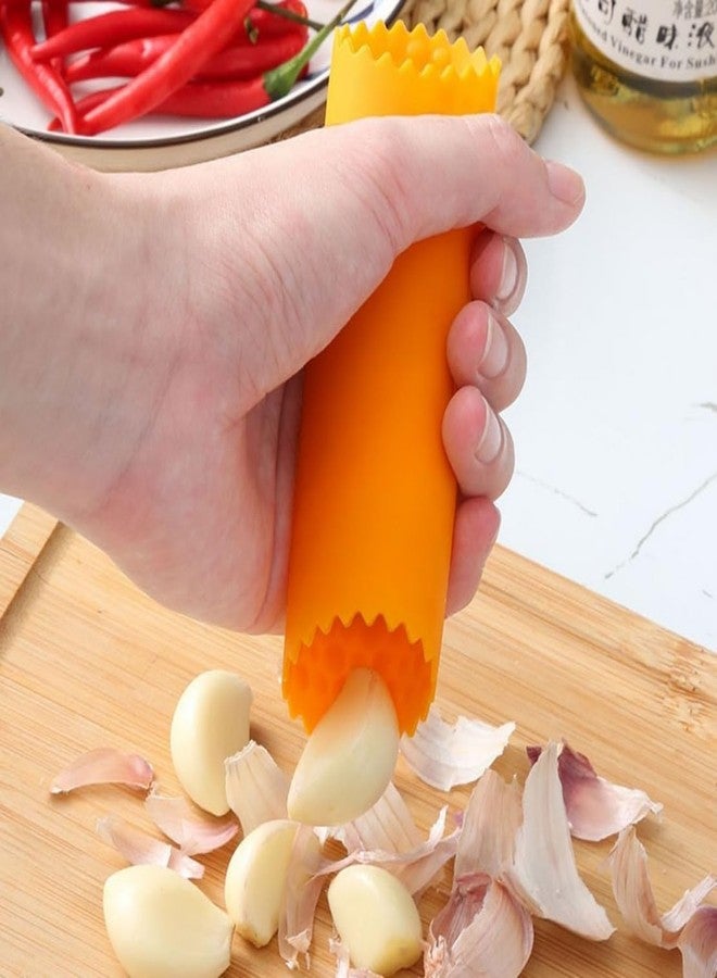 WHTCHSU 4Pcs Garlic Peeler Skin Remover Roller Keeper,Easy Quick to Peeled Garlic Cloves with Silicone Tube Roller Garlic Peeling Kitchen Tool(Red -2PCS/ Orange -2PCS) - Image 3