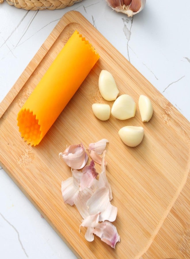WHTCHSU 4Pcs Garlic Peeler Skin Remover Roller Keeper,Easy Quick to Peeled Garlic Cloves with Silicone Tube Roller Garlic Peeling Kitchen Tool(Red -2PCS/ Orange -2PCS) - Image 4