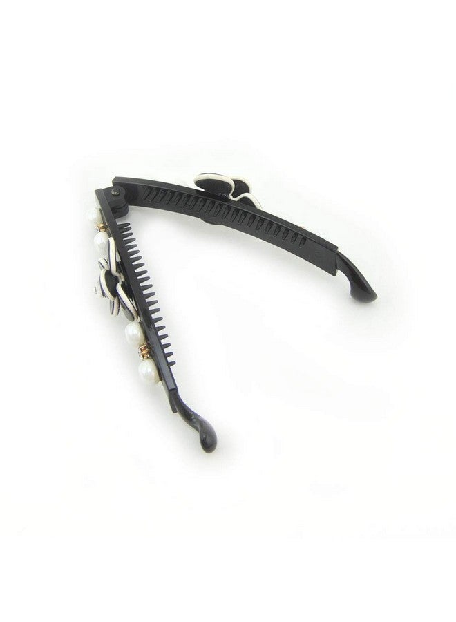 Meilliwish Noble Flower Wedding Beautiful Banana Hair Clip for Women (H81)(Black) - Image 3