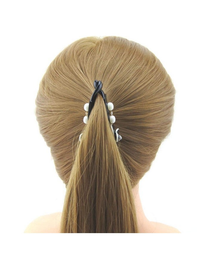 Meilliwish Noble Flower Wedding Beautiful Banana Hair Clip for Women (H81)(Black) - Image 4