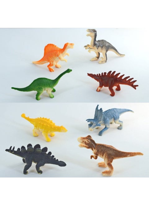 Dinosaur Toy Simulation Model Storage Mini Gashapon Animal Pvc Soft Glue Cross Border Tree Stone Fence Small Accessories-Color:Dinosaurs (about 8cm,90g/8)