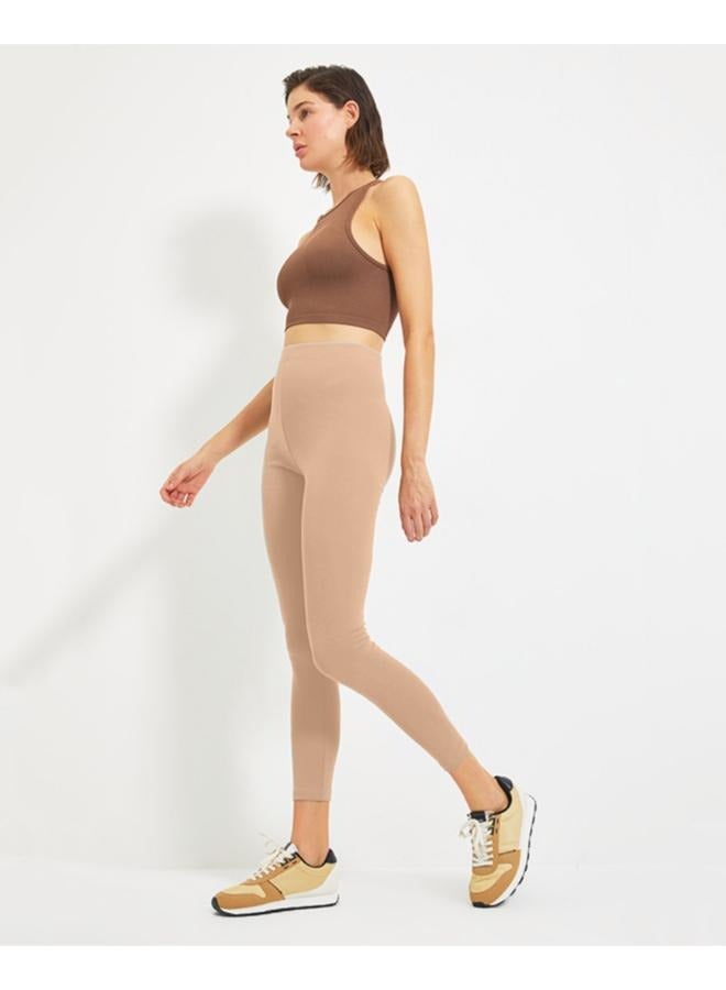 No brands Solid Pattern Cropped Leggings KU360 - Image 2