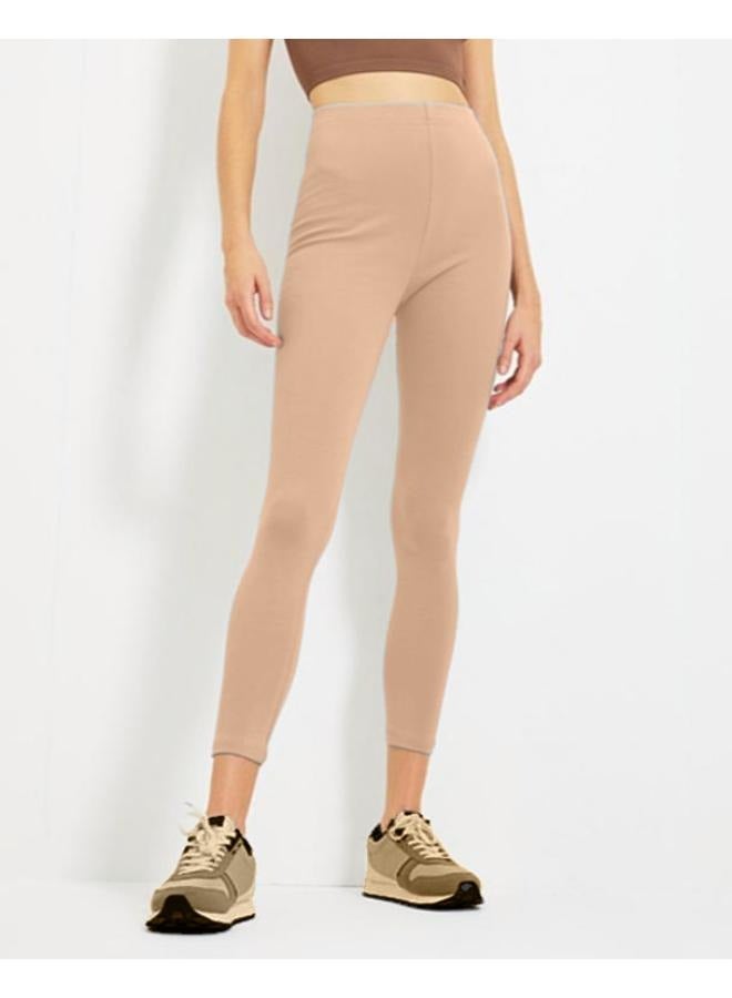 No brands Solid Pattern Cropped Leggings KU360 - Image 1