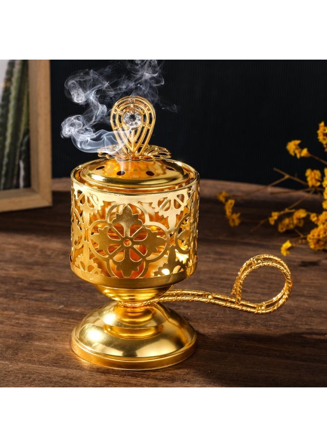Nariele Gold Iron Carbon Fire Aromatherapy Stove Fragrance Insert Handheld Ornament - Image 1