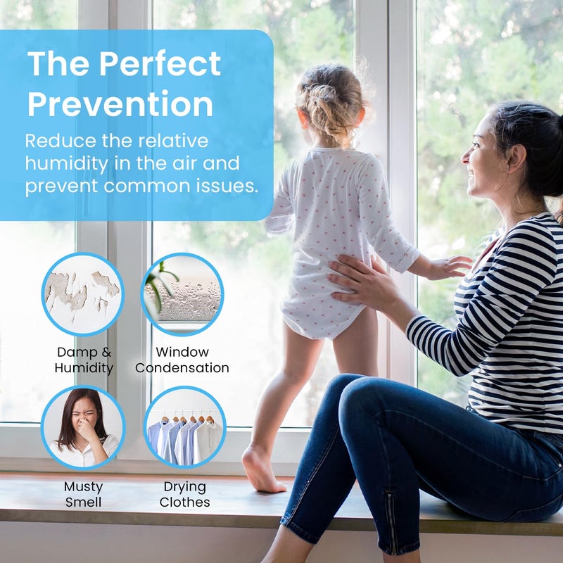 Pro Breeze مجففات الهواء برو بريز للمنزل، مجففات صغيرة للغرف بمساحة 215 قدم مربع، مجفف هواء محمول بسعة 16 أونصة لإزالة الرطوبة من الخزائن، مجفف صغير للحمام، مجفف للغرف، RV، القبو - Image 3