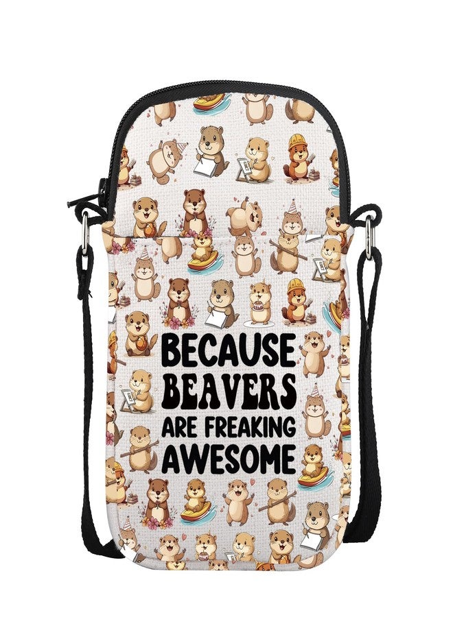 POFULL Beaver Gift Beavers Theme Inspirational Gift Animal Lovers Gift Because Beaver Are Freaking Awesome Crossbody Bag (BECAUSE BEAVERS) - Image 1