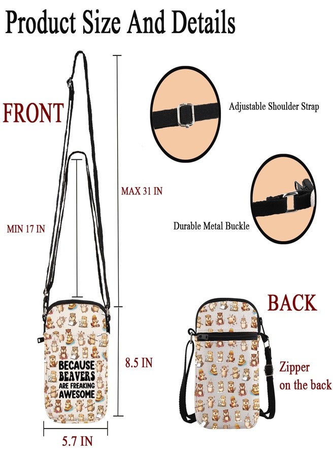 POFULL Beaver Gift Beavers Theme Inspirational Gift Animal Lovers Gift Because Beaver Are Freaking Awesome Crossbody Bag (BECAUSE BEAVERS) - Image 2