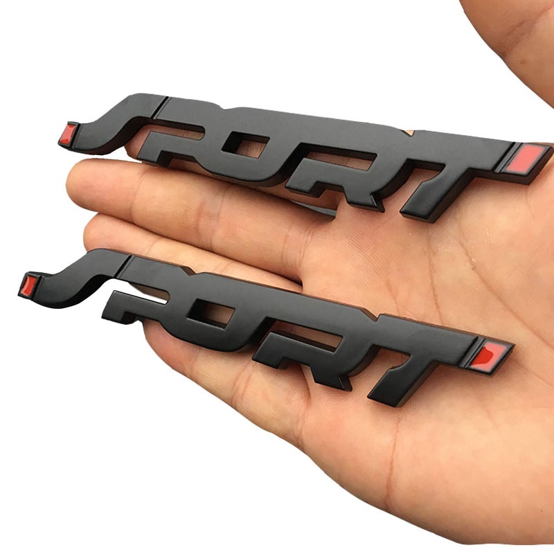 HUAPX 2Pack Metal Car Sport Sticker3D Premium Car Side Fender Rear Trunk Emblem Logo Badge Decals Compatible for FordJeepBMWDodge RamCadillacChryslerToyotaNissanChevrolet Black