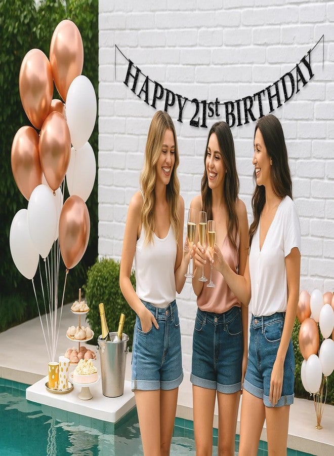 بارتي فور إيفر لافتة عيد ميلاد سعيد الحادي والعشرين من بارتي فور إيفر - لافتة سوداء لامعة لتزيين عيد الميلاد الحادي والعشرين | حروف مُثبتة مسبقًا بطول 15 سم | لافتة حفلات للرجال والنساء | ورق مقوى مقاوم للتساقط، وزن 300 جرام للمتر المربع - Image 4