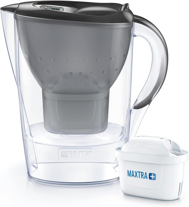 BRITA Marella fridge water filter jug for reduction of chlorine, limescale and impurities, Includes 1 x MAXTRA+ filter cartridges, 2.4L -Graphite - Image 1