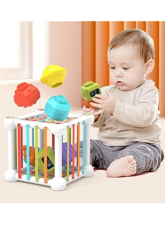 PROMASS Sensory Bin Toddler Shape Sorter Robot Toys Set Colorful Cube with 6 Sensory Shape Blocks, Early Learning Montessori Toys for Toddler, Gift for 1 Years and Up - Image 4