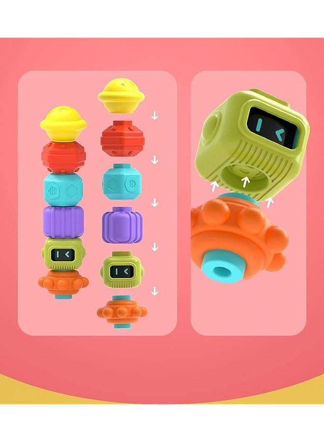 PROMASS Sensory Bin Toddler Shape Sorter Robot Toys Set Colorful Cube with 6 Sensory Shape Blocks, Early Learning Montessori Toys for Toddler, Gift for 1 Years and Up - Image 2