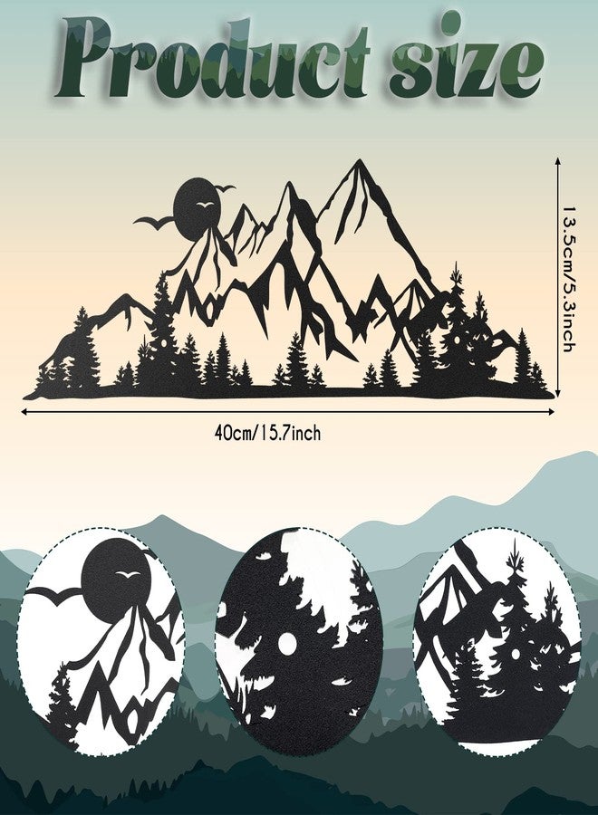 Demissle Mountain Range Metal Wall Art Decor Summit Rustic Wall Sign Forest Home Decor Sign Mountain Scene Art, 15.7 x 5.3 Inch(Black) - Image 2