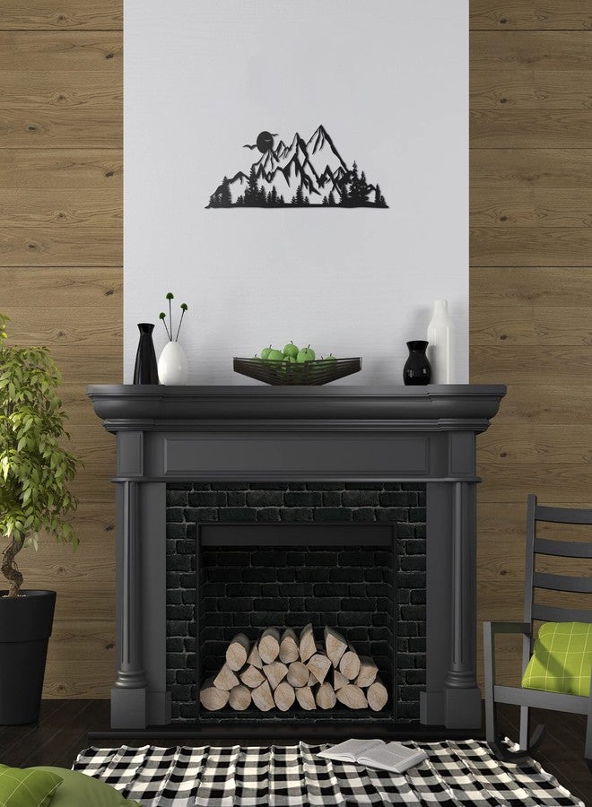Demissle Mountain Range Metal Wall Art Decor Summit Rustic Wall Sign Forest Home Decor Sign Mountain Scene Art, 15.7 x 5.3 Inch(Black) - Image 5