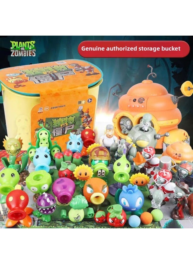 Generic - Genuine Plants Vs. Zombies Toy Storage Barrel Packing Stool Full Suit Launchable Children's Toy Boy Gift-Color:21 Hard Plastic Storage Buckets (including Zombies + Pea Pods) Free Shells + Map - Image 1