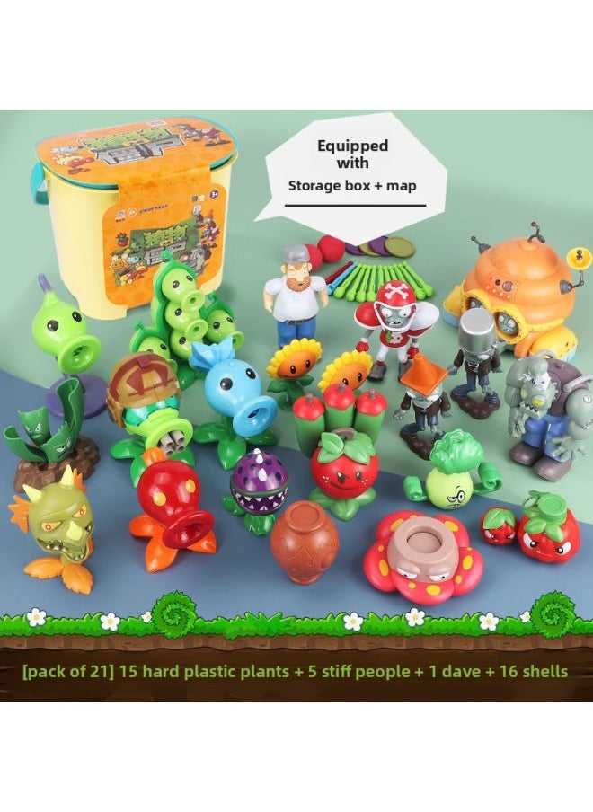 Generic - Genuine Plants Vs. Zombies Toy Storage Barrel Packing Stool Full Suit Launchable Children's Toy Boy Gift-Color:21 Hard Plastic Storage Buckets (including Zombies + Pea Pods) Free Shells + Map - Image 1