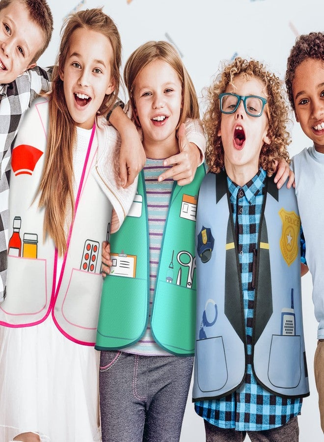Janmercy 12 Pcs Kids Community Helpers Costumes Preschool Dress Vest Career Cosplay Cloth Toddler Occupation Pretend Role Play for Kids Dramatic Play Toys - Image 5