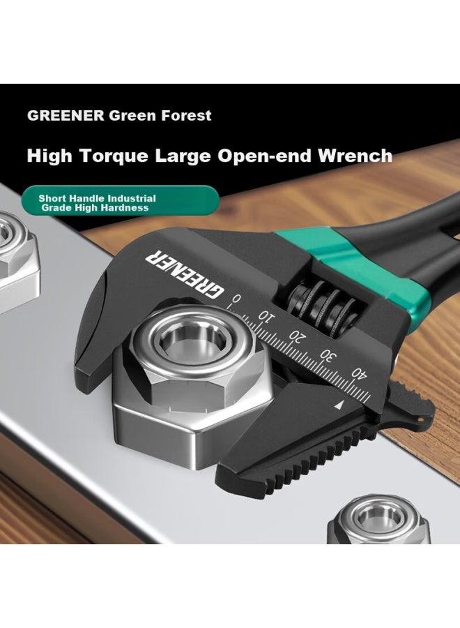 Greener Wide-mouth Adjustable Wrench, Short-handle Adjustable Spanner, Narrow Space Bathroom-specific Blackened Toothed Wrench, 6 Inches - Image 4