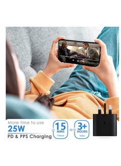 توبليو شاحن USB C بقوة 25 واط لجهاز سامسونغ جالاكسي A56 A55 A54 A36 A35 A34 A33 M35 M33 S21 S22 S23 S24 بلس ألترا، نوت 20 10، Z فولد 6 5 4، شاومي مي 15 14 13 14T 13T 12 13 لايت، ريدمي نوت 14 10 11 12 13 برو، محول وكابل شحن سريع جداً من المملكة المتحدة  - Image 5