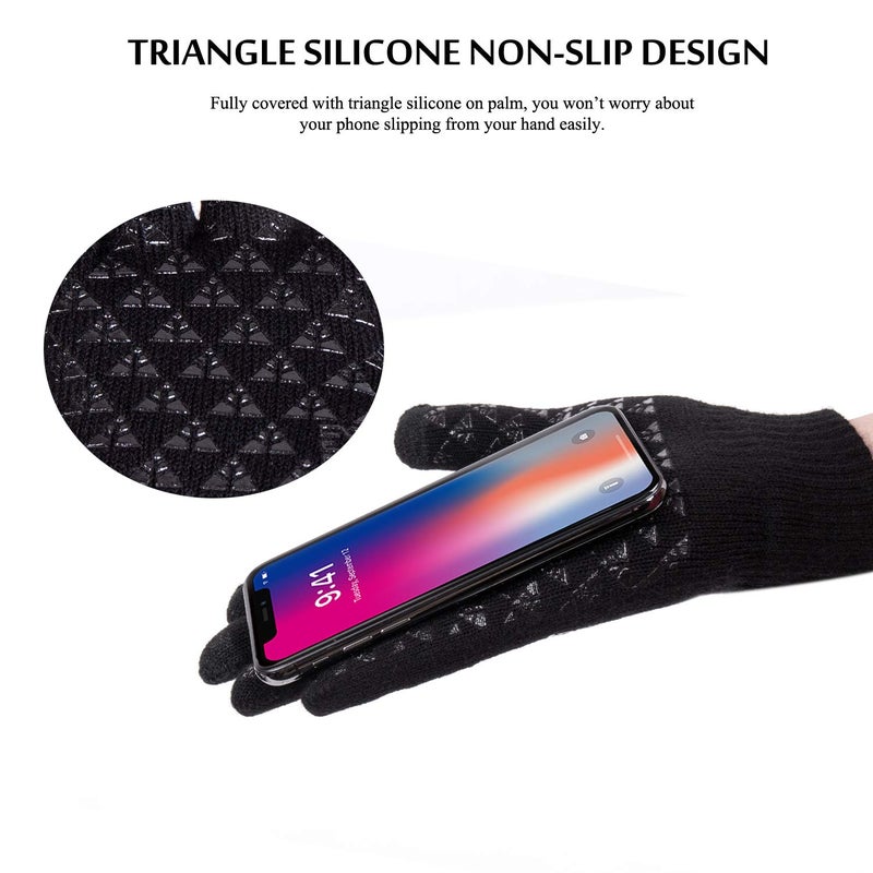 TRENDOUX Womens Gloves, Winter Glove for Women Men - Touch Screen Fingers Non-Slip Grip Thermal Liner Elastic Cuff Hands Warm in Cold Weather - Running Driving Black S - Image 4