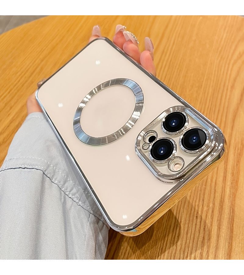 Phone Case for iPhone 14 Pro Set Of 3 Items Including 1 Phone Case And 2 Clear Screen Protectors Luxurious Magnetic Plating Clear Case Designed for Wireless Charging Black - Image 4