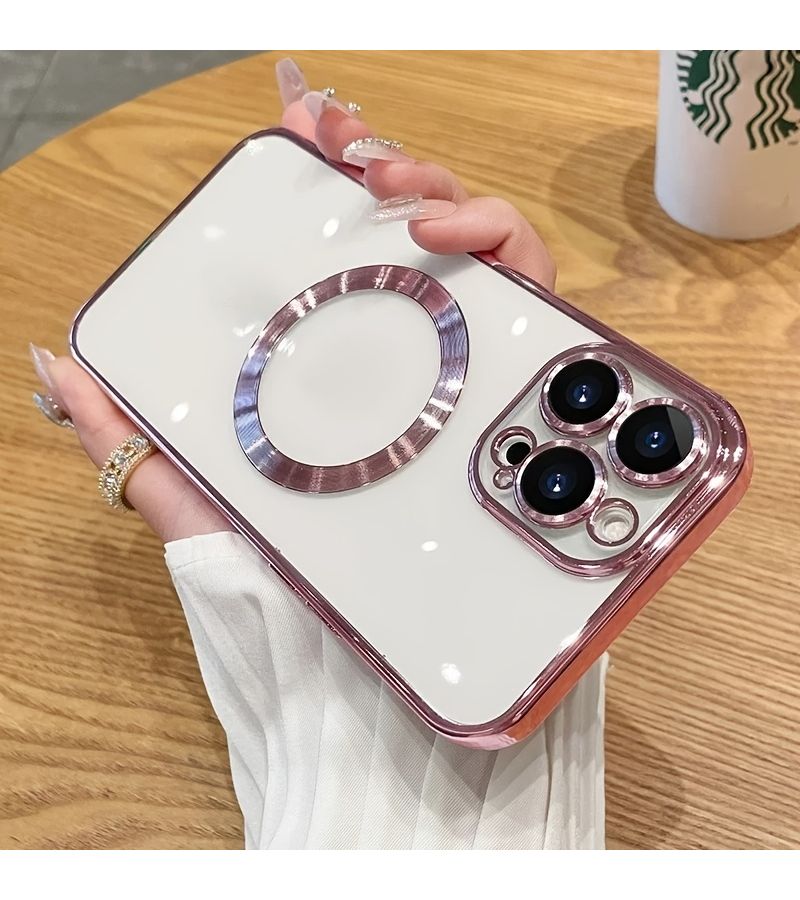 Phone Case for iPhone 14 Pro Set Of 3 Items Including 1 Phone Case And 2 Clear Screen Protectors Luxurious Magnetic Plating Clear Case Designed for Wireless Charging Black - Image 5