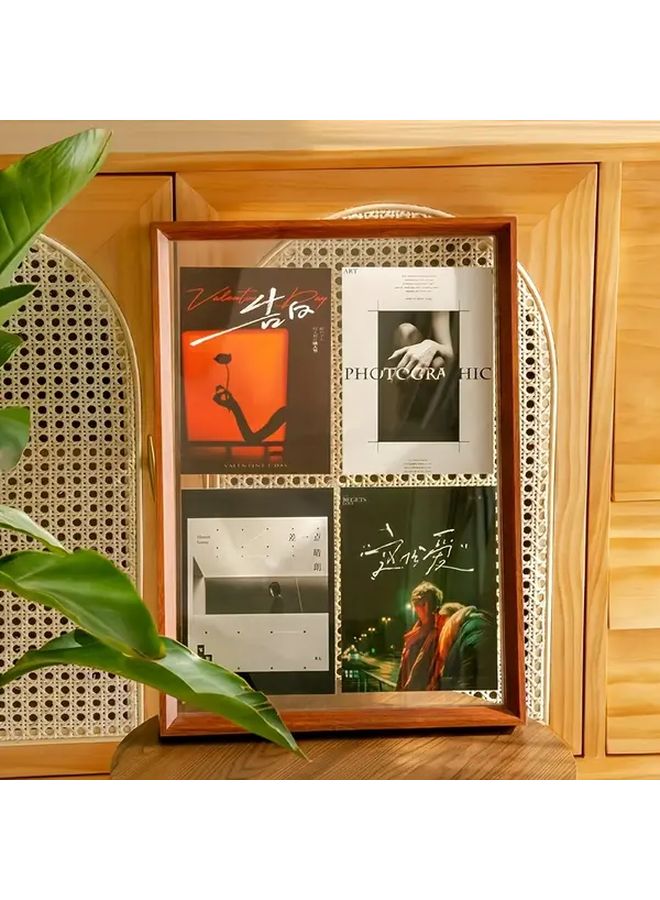 Walnut Floating Frame With Double Glass For 6x8 To 8 5x11 Photos Wall Mounted Tabletop Display Modern Home Decor - Image 5