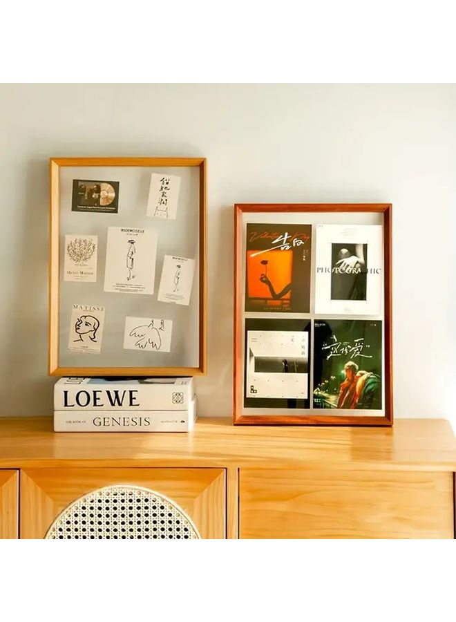Walnut Floating Frame With Double Glass For 6x8 To 8 5x11 Photos Wall Mounted Tabletop Display Modern Home Decor - Image 4