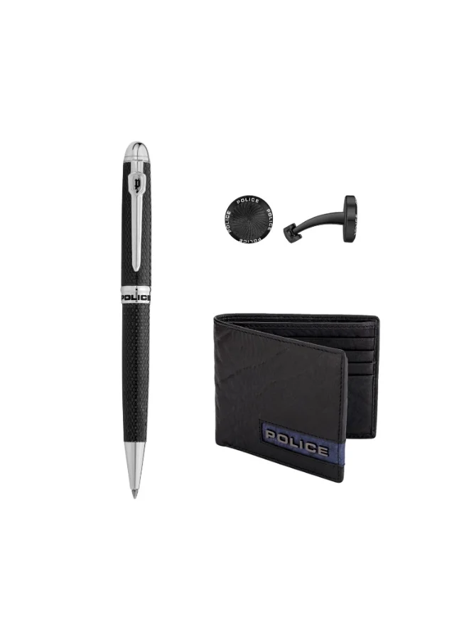POLICE Helix Pen, Cufflink and Wallet Set for Men