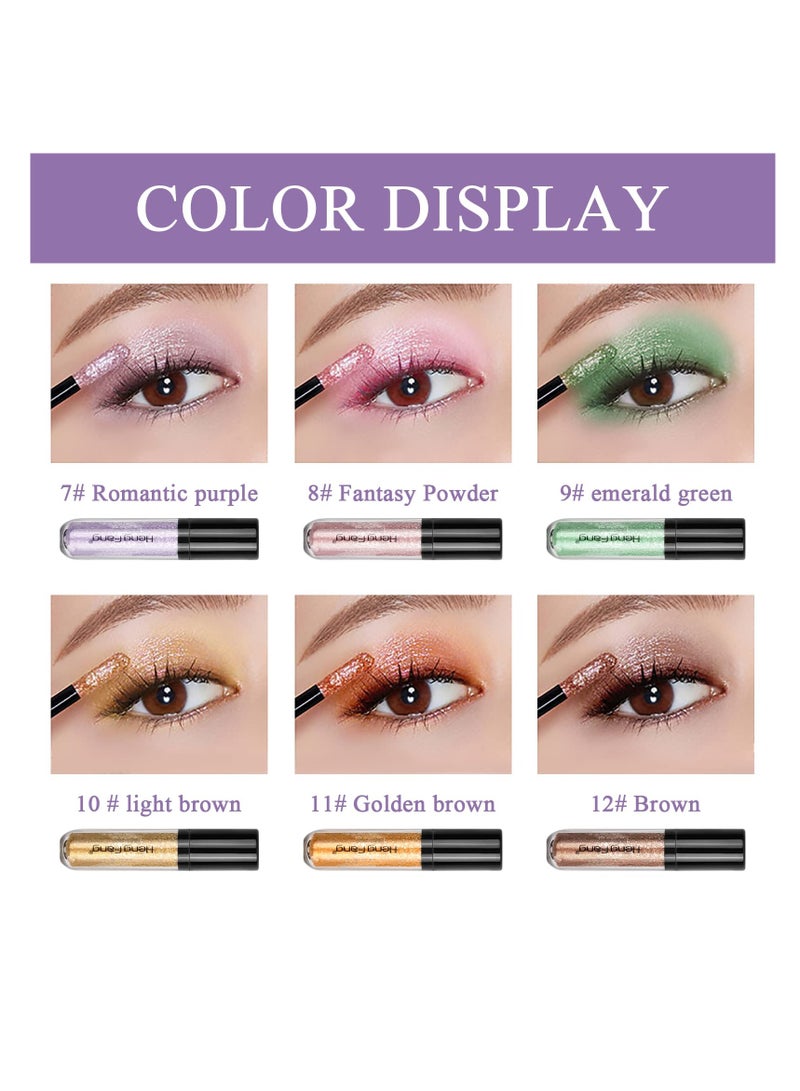 Excefore Farben Flüssig Lidschatten Set, 6 Pcs Diamond Sparkling Liquid Eyeshadow, Sparkling Metallic Lidschatten Shimmer , Langlebiger Wasserdichter Eyeliner Lidschatten, for Party Wedding - Image 3