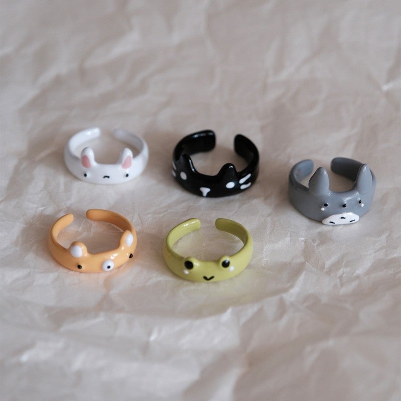 23 New Children'S Fun Handmade Oil Dropping Enamel Wedding Rings For Women'S Cute Small Animal Shape Opening Ring - Image 4