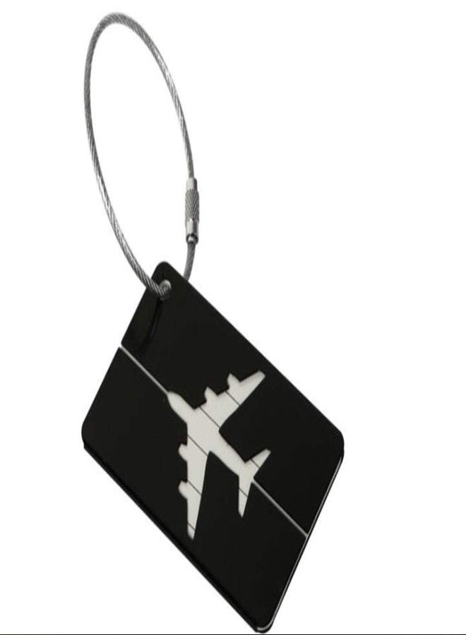 Aircraft Shaped Long Black Metal Bag tag for Pilots, Crew and Travellers by pilot18