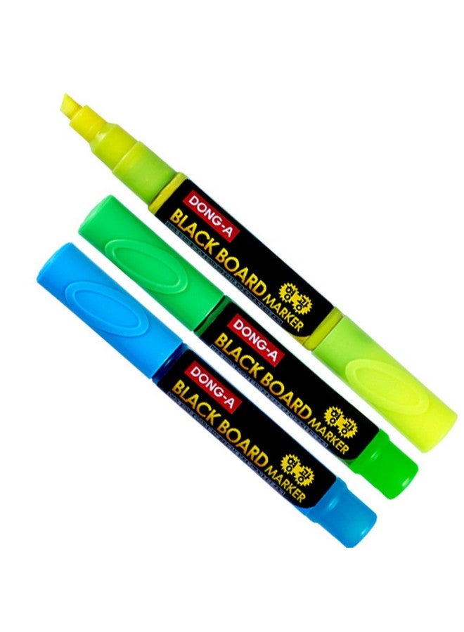 دونغ-أيه مجموعة أقلام تحديد سائلة قابلة للمسح الجاف مكونة من 5 ألوان فلورية نيونية للوحة القائمة السوداء LED والأكريليك والنافذة (أخضر، برتقالي، أبيض، أصفر، أزرق) - Image 3