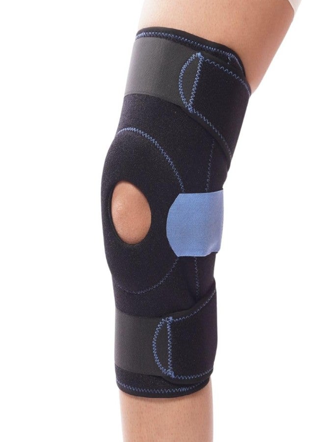 رباط الركبة المفصلي الأسود من النيوبرين من METRO Orthotics مع فتحة للرضفة، دعامة ركبة مفصلية ثنائية المحور صلبة لتخفيف آلام المفاصل، والتمارين الرياضية، والتهاب المفاصل وتمزق الأربطة، غطاء للركبة للرجال والنساء (XXXL) - Image 1