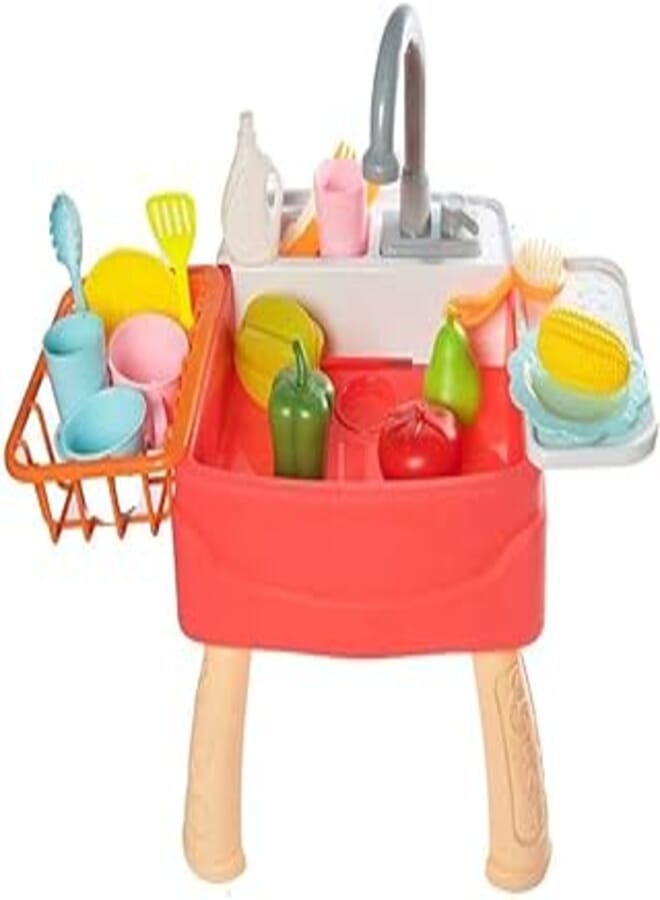 Dishwasher Kitchen Set, 28 Pieces With Removable Shelves and Stickers, Multicolor