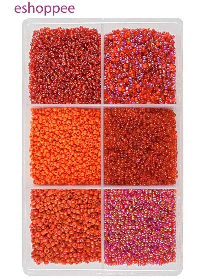 eshoppee 11/0 (2mm) red six Color Shades Glass Seed Beads for Jewellery Making kit Art and Crafts Materials for Embroidery Necklace Bracelet Earring Making Materials DIY kit (red 6 Tone) - Image 1