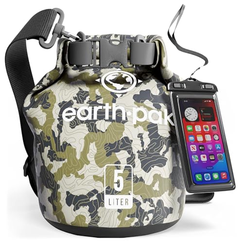 Earth Pak Waterproof Dry Bag - Roll Top Waterproof Backpack Sack Keeps Gear Dry for Kayaking, Beach, Rafting, Boating, Hiking, Camping and Fishing with Waterproof Phone Case - Image 1