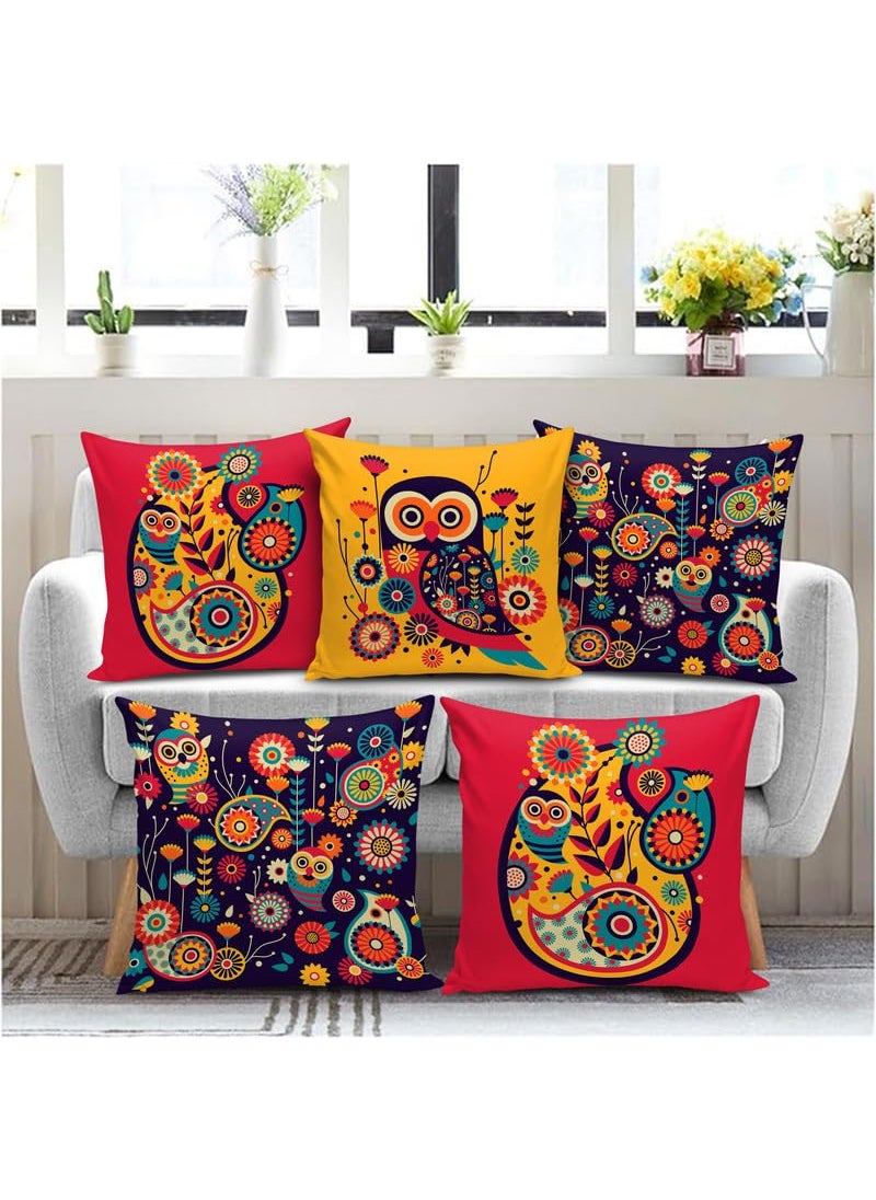 BMRGIFTS BMRGIFTS Soft Fabric Designer Decorative Printed 200 TC Cushion Cover Decorations For Sofa Living Room Set Of 5 16 X 16 Inch Multi Multimfcc19  - Image 1