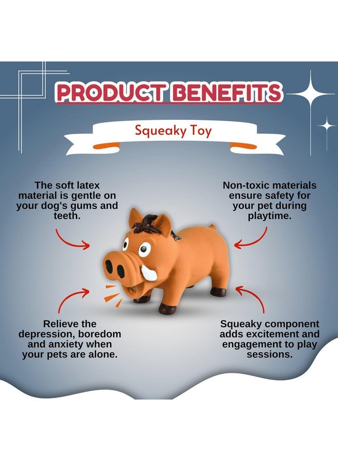 لعبة مطاطية للكلاب تصدر صوت صرير - (لون بني) | للكلاب الصغيرة والجراء | متينة وناعمة بتصميم حيواني، لعبة آمنة للإحضار والمضغ | تقلل من قلق الانفصال (الحجم: 14.5 سم) - Image 5
