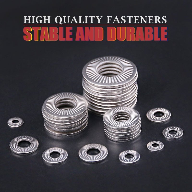 Hilitchi 128-Pcs [M3 - M12] Stainless Steel Washers Metric 304 Stainless Steel Belleville Spring Disc Washer Assortment Set - Image 3