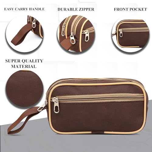 BB BACKBENCHERS Unisex Polyester Toiletry Bag – Water-Resistant Travel Organizer for Toiletries, Shaving Kit, Makeup & Accessories (Brown) - Image 2