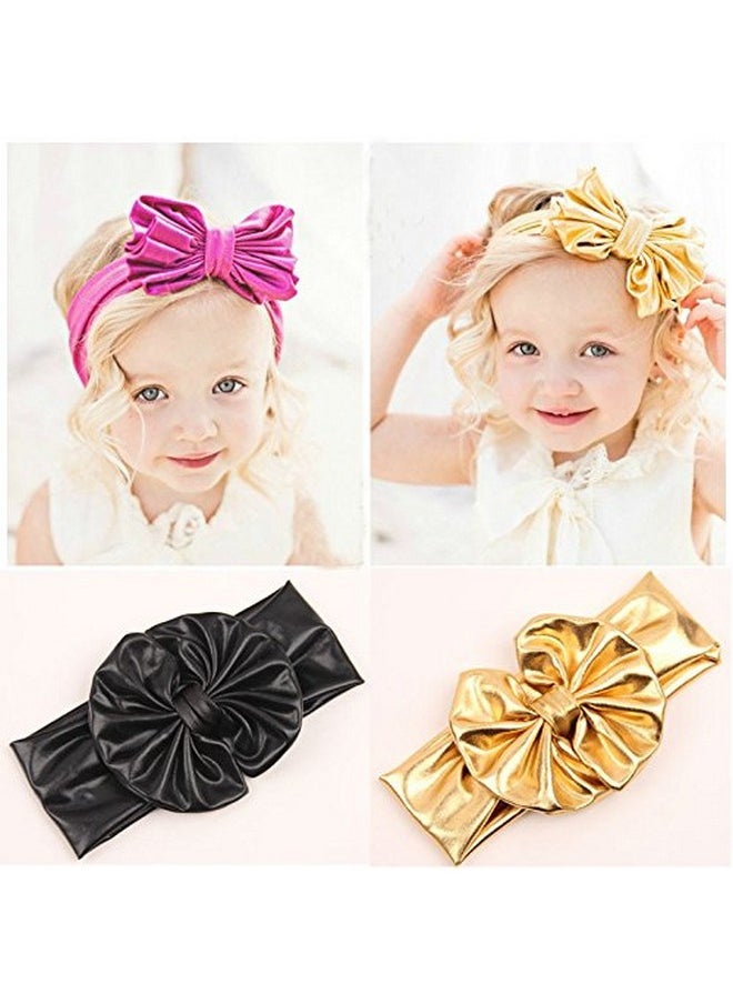 JustMyDress JustMyDress Baby Girls Bronzing Gilding Headband Floppy Metallic Messy Big Bows HeadWrap JA61 (Golden)  - Image 3