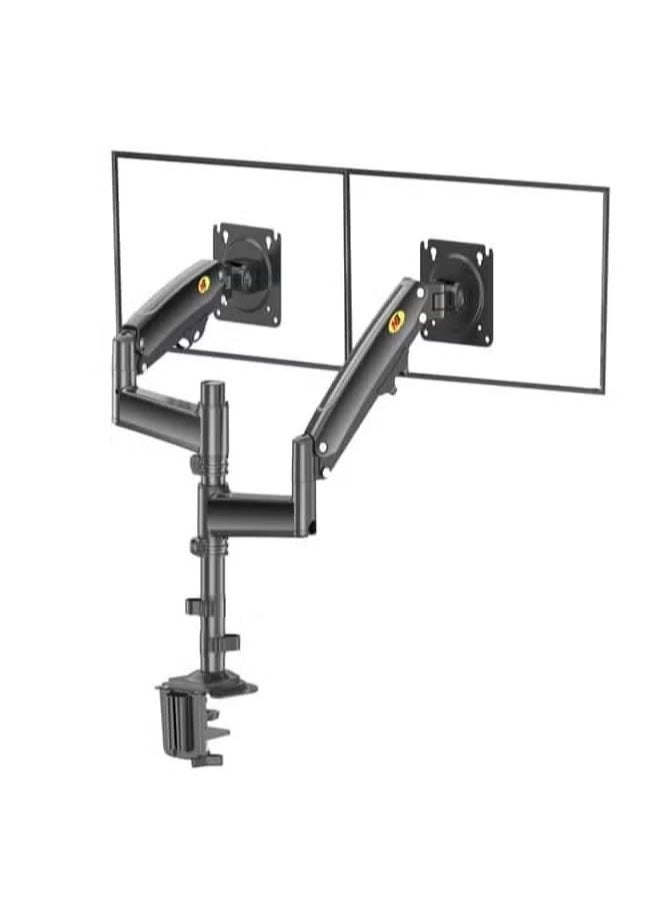 NB H180 Dual Screen Desktop Mount - Adjustable Monitor Arm for 22" to 32" Screens - Ergonomic Stand for 2 Monitors, Full Motion Swivel, Tilt, and Rotation - Black  - Image 1