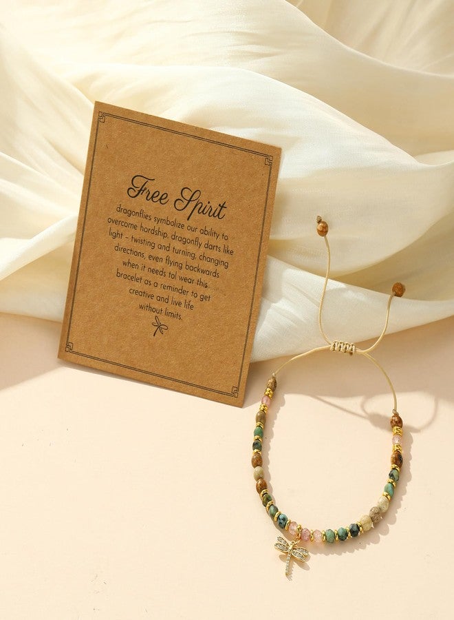 Glowave Dragonfly Gifts for Women, Natural Stone Dragonfly bracelet, Inspirational Gifts and Encouragement Gift, Birthday Gifts for Women, Friend, Coworker, Mom and Sister - Image 2