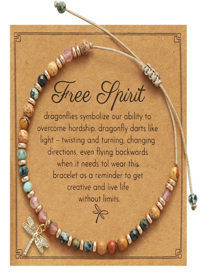 Glowave Dragonfly Gifts for Women, Natural Stone Dragonfly bracelet, Inspirational Gifts and Encouragement Gift, Birthday Gifts for Women, Friend, Coworker, Mom and Sister - Image 1