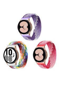 ALMNVO 3 pack Stretch Braided Solo Loop Nylon Bands Compatible for Samsung Galaxy Watch 5 40mm 44mm/LTE 44mm/5 Pro 45mm/4 40mm/4 classic 46mm/42mm/3 41mm/Active,Elastics Wristband,20mm-XS  - Image 1