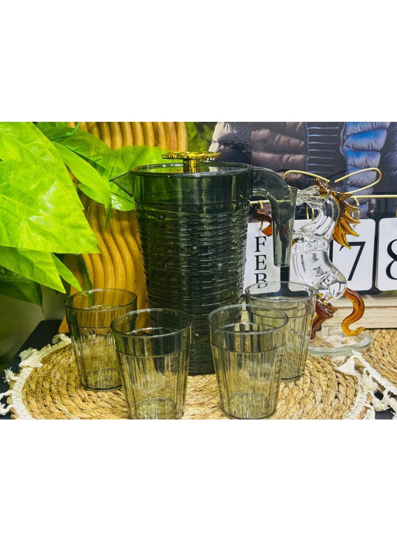 Acrylic juice jug with 4 cups, airtight, healthy and safe, with a shatter-resistant design - Image 1